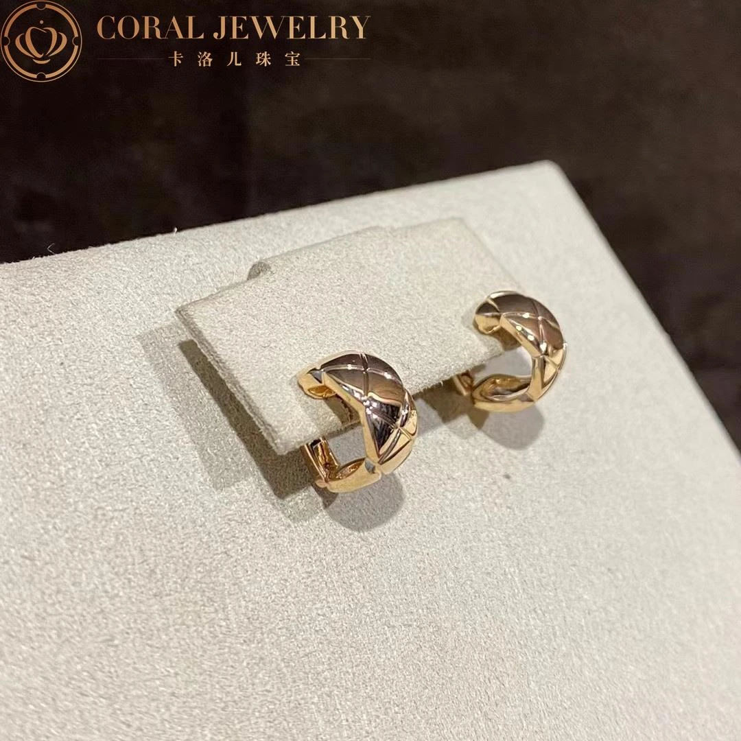 Chanel Coco Crush J11754 Earrings Quilted Motif 18k Beige Gold 5