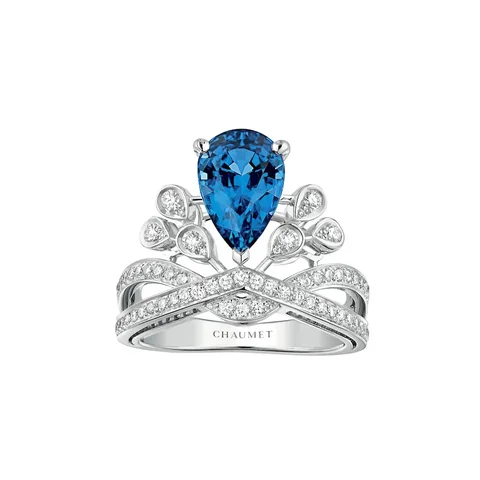 Chaumet Joséphine Aigrette Impériale Ring 082676 Platinum Aquamarine diamonds 2
