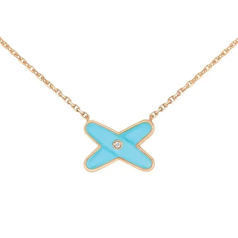 Chaumet Jeux De Liens Pendant 082932 Rose Gold Turquoise Diamond 2