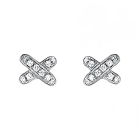 Chaumet Earrings 080048 Jeux de Liens White Gold Diamond Stud 1