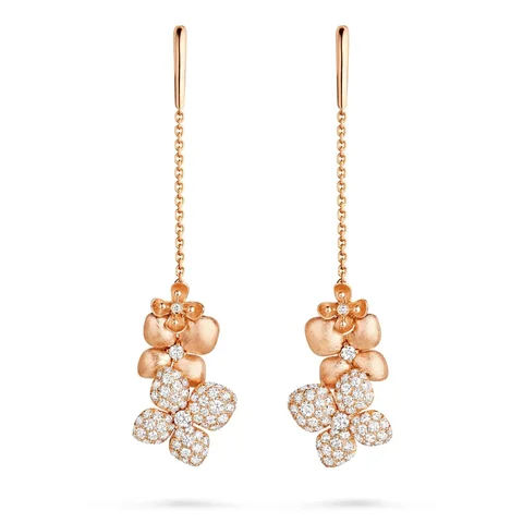 Chaumet 083139 Hortensia Astres d?or brushed rose gold and diamond drop earrings 2