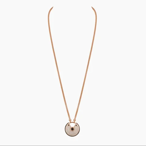 Cartier Amulette De Cartier N329900 Necklace Large Model Rose Gold Diamonds Onyx 1