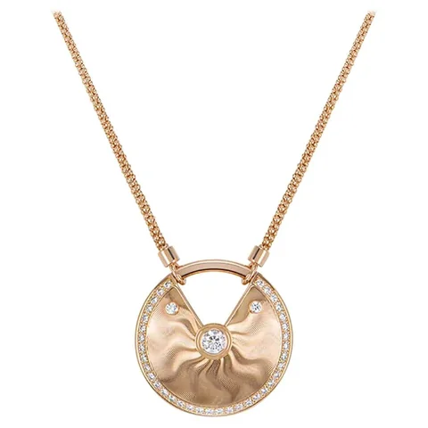 Cartier N7424234 Amulette de Cartier Diamond Rose Gold Guilloche Long Necklace 1