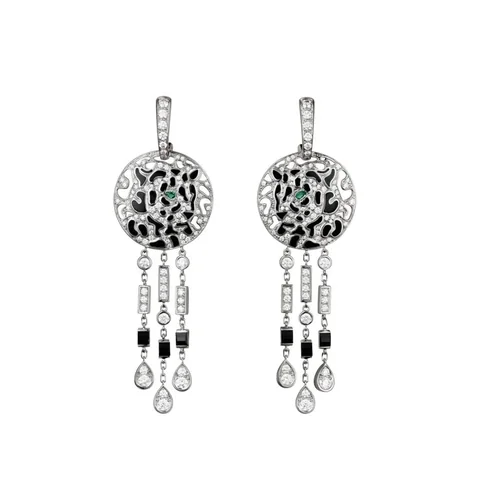Cartier N8048000 Panthère de Cartier Earrings White Gold Emerald Onyx Diamonds 1