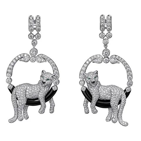 Cartier Panthère de HP800756 Cartier Earrings White Gold Diamond Onyx Emeralds 1