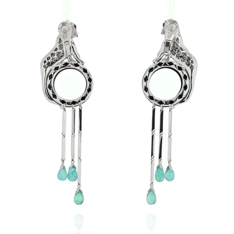 Cartier Panthère de Cartier Earrings White Gold Onyx and Emerald Tassels Earrings 2