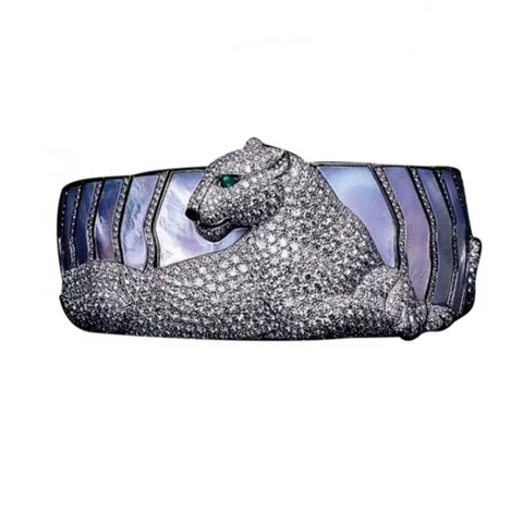Cartier Panthère Bracelet De Cartier Bracelet White Gold Mother of Pearl Diamond Cuff 1