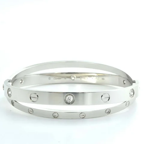 Cartier Love N6709617 Bracelet 12 Diamonds White Gold Half Diamond 1