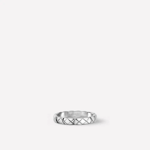 Chanel Coco Crush Ring J11793 Quilted Motif Mini Version 18k White Gold 1