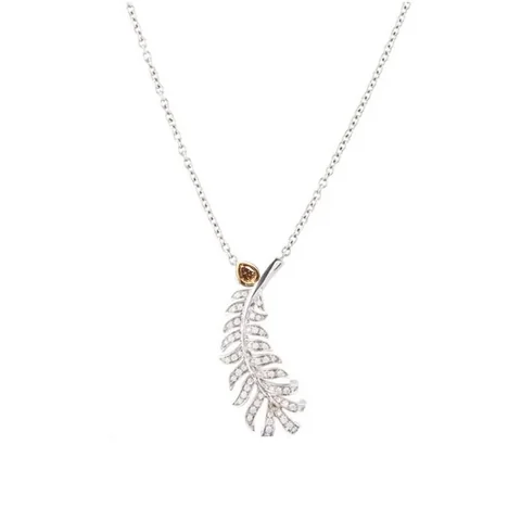 Chanel Plume De Chanel J4142-1 Necklace 18k White Gold Diamonds 1