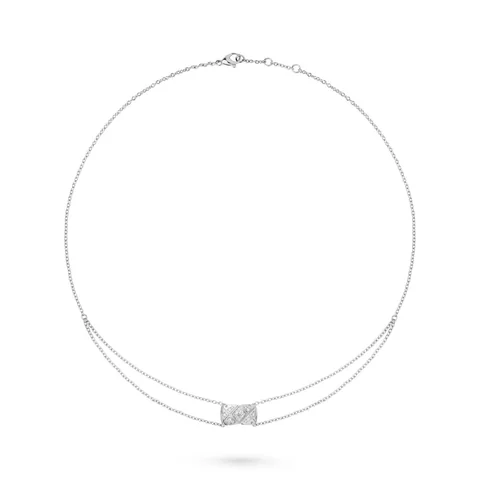 Chanel Coco Crush J11357 Necklace Quilted Motif 18k White Gold Diamond 1