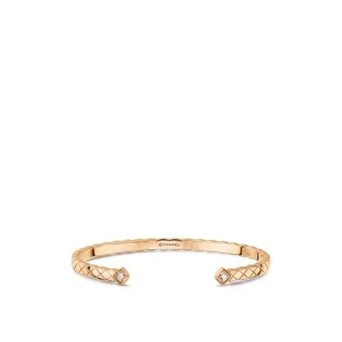 Chanel Coco Crush J11666 Bracelet Quilted Motif 18k Beige Gold Diamonds 1