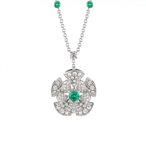 Bulgari Divas? Dream 352626 Necklace White Gold Set Emeralds and Diamonds 1