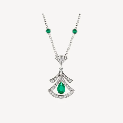 Bulgari Divas? Dream 356955 Necklace White Gold Set Emeralds and Diamonds 1
