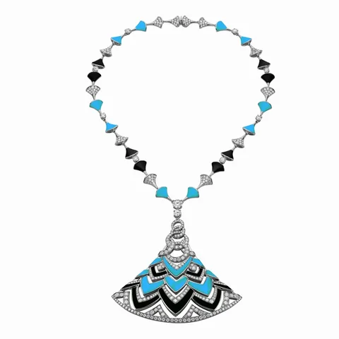 Bulgari Divas? Dream Necklace White Gold in Turquoise with Onyx and Diamonds High Jewelry Necklace 1