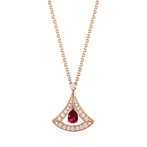 Bulgari Divas? Dream 354366-1 Necklace Rose Gold Set Ruby and Diamonds 1