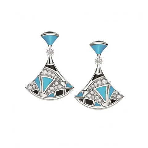 Bulgari Divas? 350741 Dream Earrings White Gold Diamonds Turquoise OR857248 1