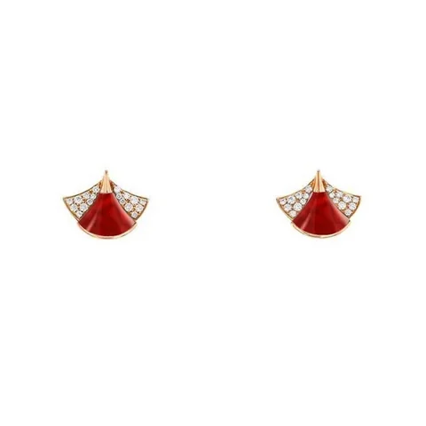 Bulgari Divas 356749-1-1 Dream Earrings Rose Gold Diamonds with Carnelian 1