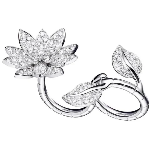 Van Cleef & Arpels VCARP1ND00-Vintage Style Lotus Between the Finger Ring? White gold Diamond Vintage Style Ring 1