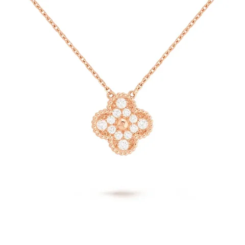 Van Cleef & Arpels VCARP2R300 Vintage Alhambra pendant Rose gold Diamond Necklaces 1