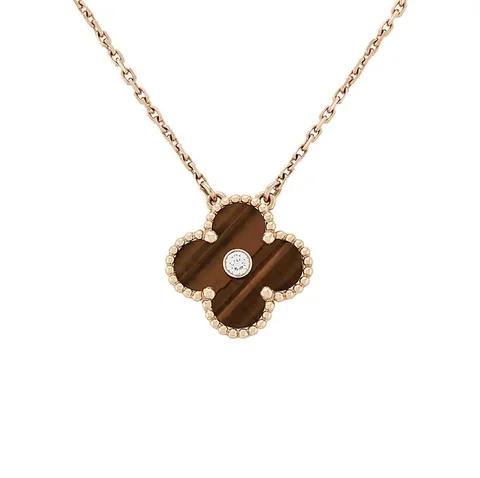 Van Cleef & Arpels Vintage Alhambra 2017 Holiday Diamond Pendant in 18K Rose Gold With Bulls Eye & Diamond Motif (Limited Edition) 1
