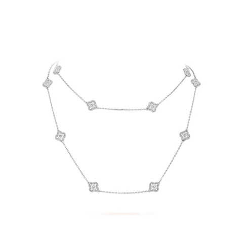 Van Cleef & Arpels VCARO85A00 Sweet Alhambra long necklace 16 motifs White gold Diamond necklace 1