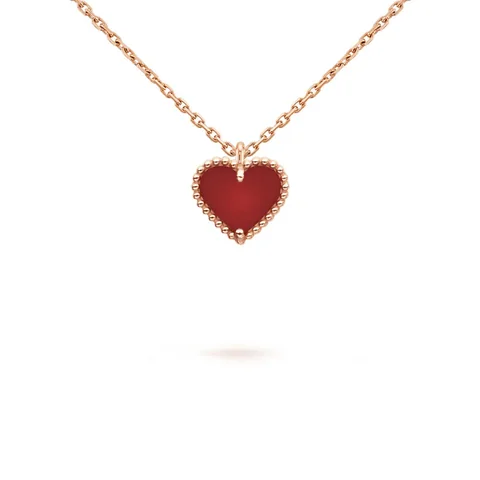 Van Cleef & Arpels VCARN59N00 Sweet Alhambra Heart Pendant Rose Gold Carnelian Necklace 1