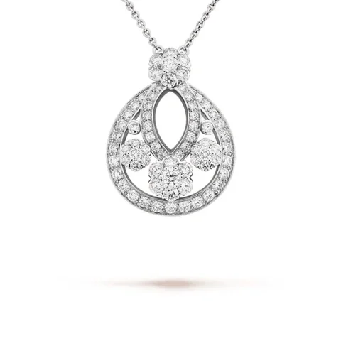 Van Cleef & Arpels VCARO3RN00 Snowflake pendant small model Platinum Diamond Necklace 1
