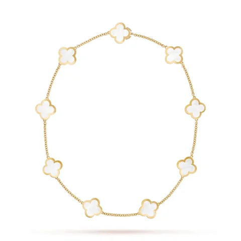 Van Cleef & Arpels VCARA37800 Pure Alhambra necklace 9 motifs Yellow gold Mother-of-pearl 1