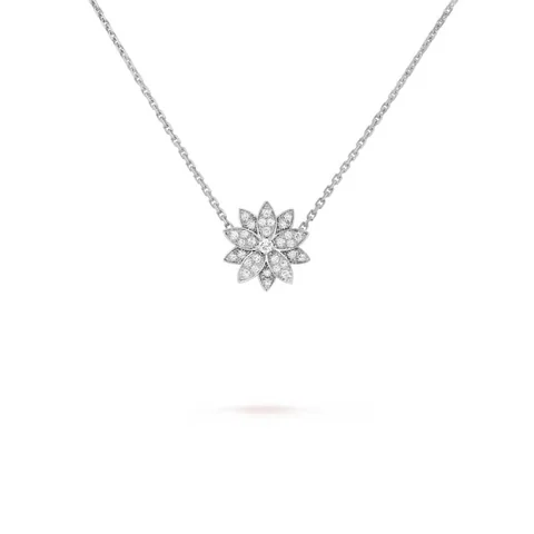 Van Cleef & Arpels VCARO6P600 Lotus pendant small model White gold Diamond Necklace 1