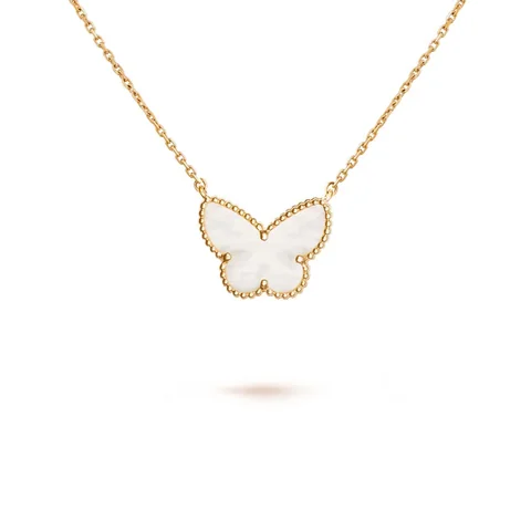 Van Cleef & Arpels VCARD99500 Lucky Alhambra butterfly pendant Yellow gold Mother-of-pearl pendant 1