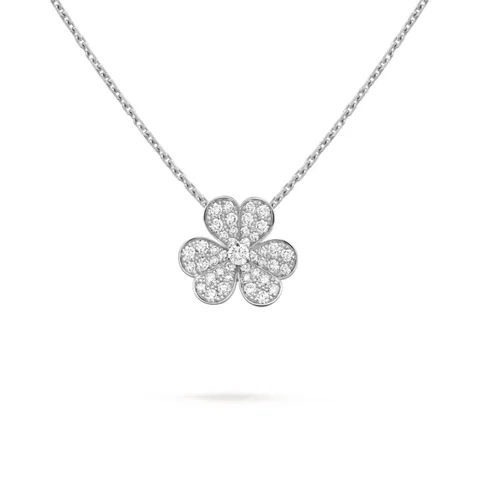 Van Cleef & Arpels VCARD31800 Frivole pendant small model White gold Diamond Necklace 1