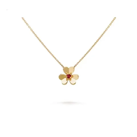 Van Cleef & Arpels Frivole pendant mini model Valentine?s Limited Edition Gold and Ruby Necklace 1