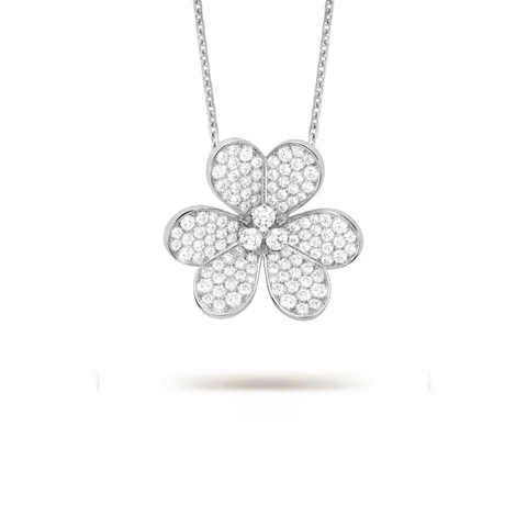 Van Cleef & Arpels VCARP6L600 Frivole clip pendant very large model White gold Diamond Necklace 1