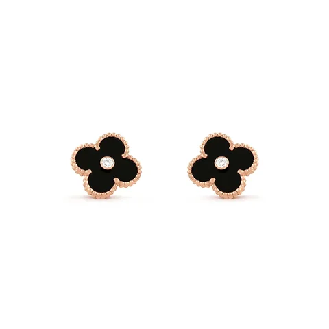 Van Cleef & Arpels VCARP2B100 Vintage Alhambra Limited Edition Earrings yellow gold onyx 1