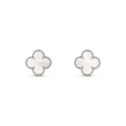 Van Cleef & Arpels VCARF48600 Vintage Alhambra earrings White gold Mother-of-pearl earrings 1
