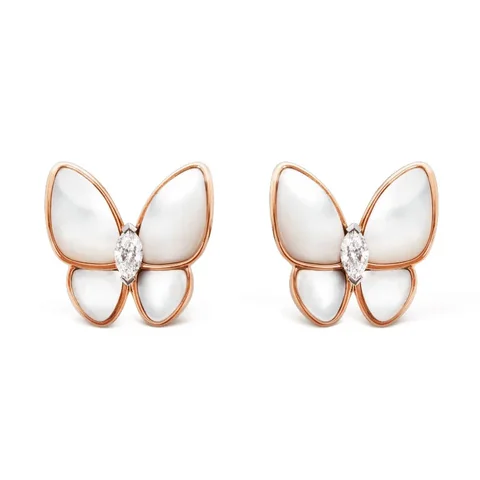 Van Cleef & Arpels VCARO8FN00 Two Butterfly earrings Rose gold Diamond Mother-of-pearl 1