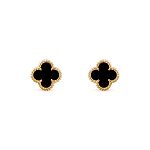 Van Cleef & Arpels VCARA44900 Sweet Alhambra earstuds Yellow gold Onyx Earrings 1