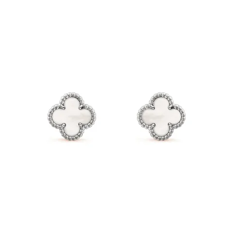 Van Cleef & Arpels VCARG12000 Sweet Alhambra earstuds White gold Mother-of-pearl Earrings 1