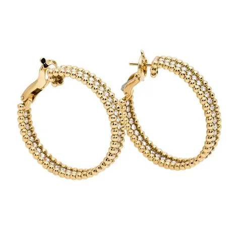 Van Cleef & Arpels VCARO3YF00 Perlée Diamond hoop earrings 1 rows yellow gold 1