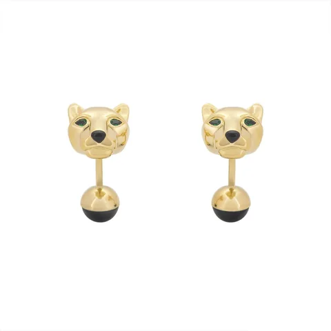 Cartier Panthere De Cartier Heads Mens Cuff Links Coral 18