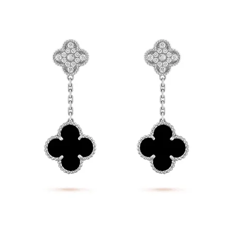 Van Cleef & Arpels VCARP2RA00 Magic Alhambra earrings 2 motifs White gold Diamond Onyx earrings 1
