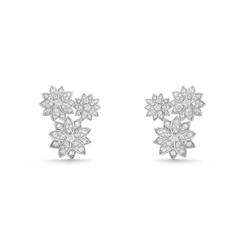 Van Cleef & Arpels VCARP7TH00 Lotus earrings 3 flowers White gold Diamond earrings 2
