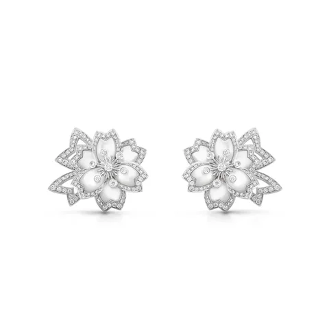 Van Cleef & Arpels VCARP7EQ00 Hellébore Earrings White Gold Diamond Mother-of-pearl Earrings 1