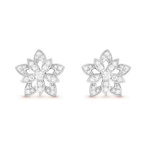 Van Cleef & Arpels VCARP0ZV00 Lotus openwork earrings mini model White gold Diamond 1