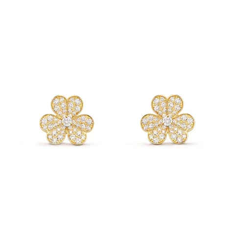 Van Cleef & Arpels VCARP0J900 Frivole earrings small model Yellow gold Diamond earrings 1