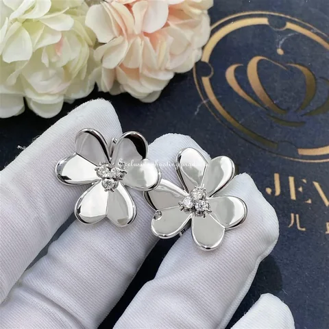 Van Cleef & Arpels VCARB65900 Frivole earrings large model White gold Diamond earrings 1