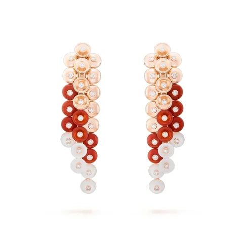 Van Cleef & Arpels VCARO77300 Bouton d?or earrings Rose gold Carnelian Diamond Mother-of-pearl earrings 1