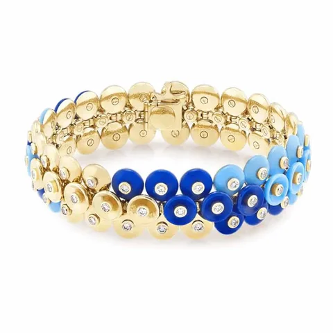 Van Cleef & Arpels VCARP1AL00 Bouton d?or bracelet Yellow gold Diamond Lapis Lazuli Turquoise bracelet 1