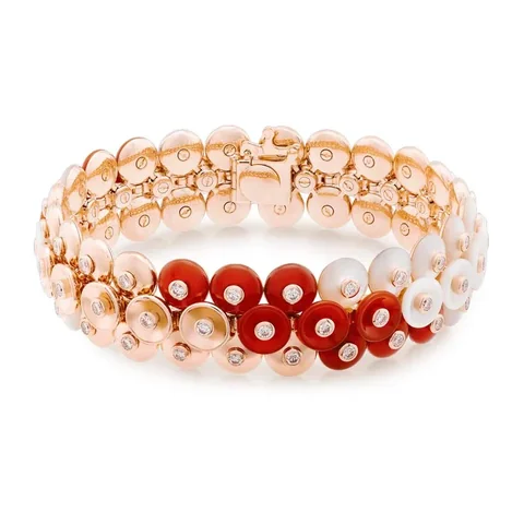 Van Cleef & Arpels VCARP09I00 Bouton d?or bracelet Rose gold Carnelian Diamond Mother-of-pearl bracelet 1